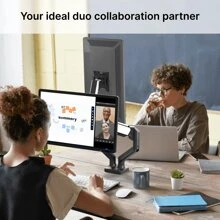 FREE Shipping NearHub Dual Monitor Arm For 13-32" Screens | Gas Spring Height Adjustment, 360° Rotation | VESA 75/100 | C-Clamp & Grommet Mount - Black - View 8