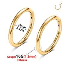 ADYJELY 2PCS Nose Ring Hoop 316L Surgical Steel Hypoallergenic Hinged Ring Cartilage Earring 16G 18G 20G Lip Ring,Clicker Ring Cartilage Hoop Rook Earring Tragus Septum Piercing Conch Daith Helix Earring 18K Gold Plated Cartilage Hoop Earlobe Earring ,Belly Ring Nipple Ring Diameter 6mm 8mm 10mm 12mm Women And Men Body Pierecing Jewelry - 2pcs-gold - View 27