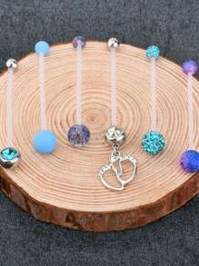 6 件装孕妇柔性生物塑料长肚脐环肚脐固定器身体穿孔 14G 38 毫米长度多种款式