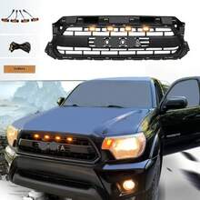 Parrilla delantera para Toyota Tacoma TRD Pro de 2da generación 2012 2013 2014 2015, parrilla con luces ámbar, color negro mate - 1 - Ver 1