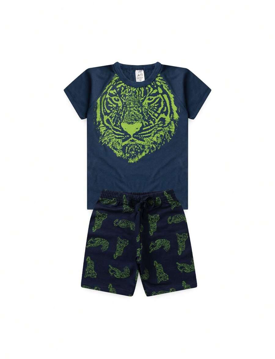 Tiger Boy Children's Set - Màu xanh lam - Xem 1