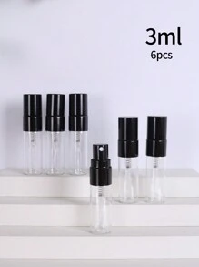 1PC/6pcs 3ml/5ml/10ml迷你透明玻璃可再填充雾化器喷雾旅行香水瓶保湿空瓶适用于派对便携式化妆工具（亮面黑色） - 黑色 - 查看 10