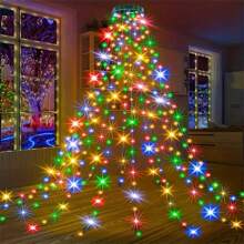 1 pièce Guirlande lumineuse de 200 LED pour sapin de Noël avec 8 modes d'éclairage, guirlande pour le haut de l'arbre, décoration de Noël, décoration de chambre, décoration de maison, décoration de fête, décoration de vacances, cadeau de Noël, décorations de sapin de Noël