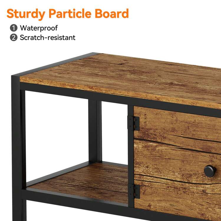 65-Inch TV Stand With Storage - Wooden Entertainment Center For Up To 75 Inch TVs, Features Closed Storage Spaces And Open Shelves For Living Room And Bedroom - 棕色 - 查看 4