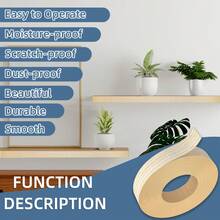 1 Cuộn Băng Cạnh Gỗ Sồi Trắng, Cuộn 10ft Băng Cạnh Gỗ Thật Được Dán Keo Sẵn Linh Hoạt, Băng Dán Veneer Để Sửa Tủ Phục Hồi Đồ Nội Thất - màu gỗ - Xem 2