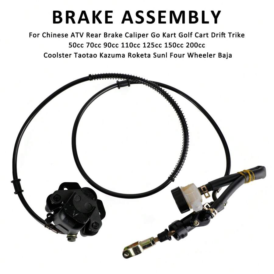 Areyourshop Go Kart Golf Cart ATV Rear Hydraulic Brake Assembly Caliper Master Cylinder Kit