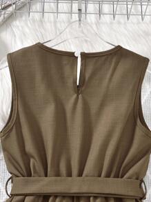 Vihyde Set da 3 pezzi per pre-adolescenti con top corto asimmetrico, abito senza maniche e cintura, adatto per autunno/inverno