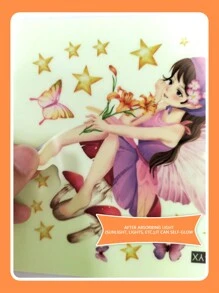 1 套夜光仙女月亮蝴蝶星星开关墙贴家居装饰、贴纸、墙贴花、家居装饰乙烯基贴花、春季装饰品让您的家焕然一新、Rama 装饰贴纸 E-I-D - 彩色 - 查看 8