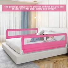 Bed Rail Guard For Toddlers, 180CM Foldable Baby Bed Rail With Removable & Washable Cover & Safety Strap For Crib, Double, SuperKing Size Bed, Swing Down Children Safety Bedrail, Pink