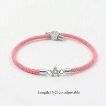 女士可调节彩色绳银色字母手链 - 銀色首字母 - 查看 4