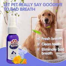 1pc Pet Teeth Cleaning Spray, Cat Dog Breath Freshener, Removes Tartar, Oral Care, Effective, No Brushing Required, 30ml