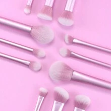 12件套透明手柄多功能化妆刷套装 - 散粉刷、腮红刷、粉底刷、眼影刷、遮瑕刷、修容刷 + 斜角美妆蛋、圆形美妆蛋、粉色化妆粉扑、化妆刷套装、化妆刷套装、化妆刷套装、全套化妆工具、化妆刷套装、全套化妆工具、化妆刷套装、化妆礼盒套装