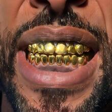 THATBOY 1 pieza/2 piezas Juego de dientes (Grillz) chapado en oro de 18K con acabado brillante, estilo Hip Hop y Cyberpunk, para despedida de soltera