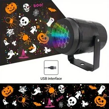 16 Patterned USB Powered Christmas Projector Lights - Outdoor/Indoor Use - Perfect For Halloween, Christmas, Weddings, And More - LED Technology - No Battery Included Halloween Decoration Room Decor Halloween Garden Decor For Gift Fairy Holiday Decor Festival Decor - Multi-color light - View 2