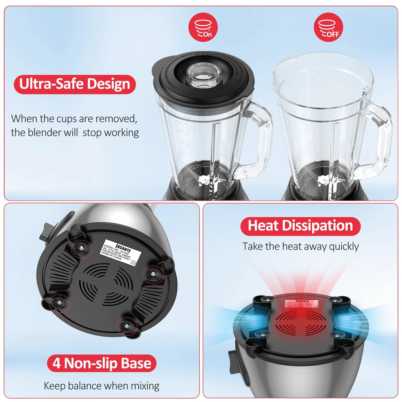 Countertop Blender, 1000W Professional Kitchen Blender For Shakes And