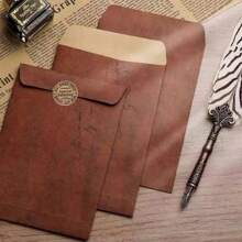 8pcs Kraft Paper Envelopes With 8pcs A5 Letter Papers, Vintage Style Envelope & Paper Set For Handwritten Romantic Letters, Birthday Cards Or Confessions
