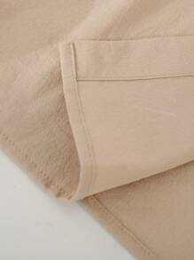 2 Teile Herren Set aus Leinenfühl-Lässig-Kapuzen-Langarmhemd und Kordelzug-Lang-Hose, Herbst - Aprikosenfarben - Übersicht 6