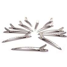 Kit 12 Hair Clips Clamps Stainless Steel Metal Iron For Hair Styling - 銀色 - 查看 1