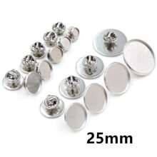 10 件装 6-25 毫米不锈钢材质胸针款式凸圆形空白底座镶嵌袖扣领带夹 DIY 配件 - 鋼色 - 查看 9
