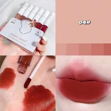 6入組/套絲絨啞光唇彩口紅泥不容易至唇妝適用於學生 - 6pcs/盒 - 查看 9