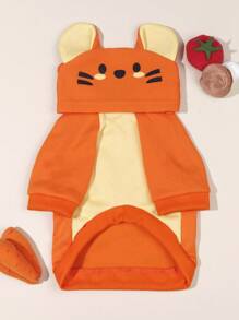 LUCKIE LABO 1 chiếc áo nỉ trùm đầu cosplay phong cách hổ, dành cho chó mèo mặc ngoài trời - trái cam - Xem 7