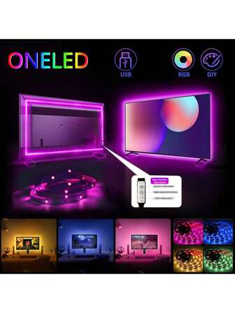 3.3ft-50ft/1m-15m Leds Strip 5V USB Powered TV Background Lights Festival Decor Lighting 3-Key Controller RGB Color Strip Light For Monitor Computer Backlight Decor,Kitchen Cabinet Lights Room/Party Halloween Lighting Decoration (No Remote Control)