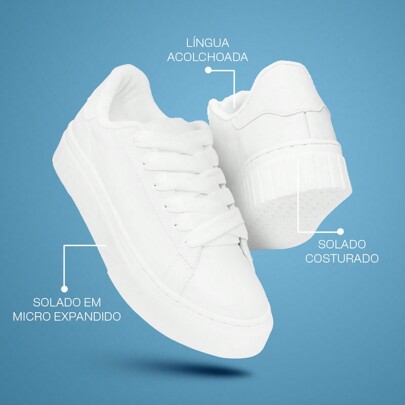 Tênis Feminino Casual Branco Confortável