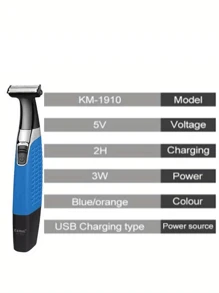 Adjustable LED Display Screen Electric Shaver USB Rechargeable Kemei KM-1910 Portable Waterproof Electric Shaver Kemei Shaver - Blue - View 2