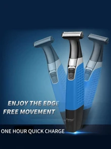 Adjustable LED Display Screen Electric Shaver USB Rechargeable Kemei KM-1910 Portable Waterproof Electric Shaver Kemei Shaver - Blue - View 4