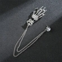 1 peça Broche em forma de ave de rapina feroz (morcego, lobo, águia) em estilo retrô dourado/prateado para terno masculino