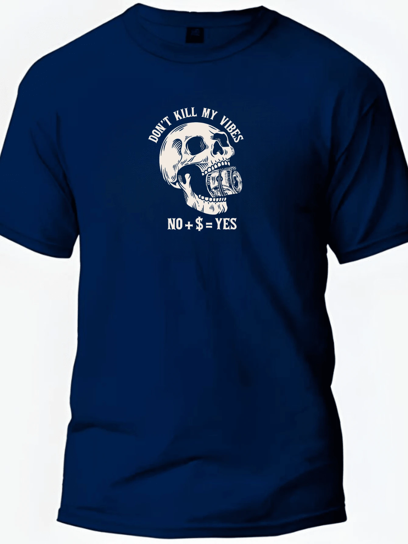 Men's Skull T-Shirt Dont Kill My Vibes 100% Cotton Premium Basic Shirt Mesh 30.1 Casual - Màu xanh hải quân - Xem 1