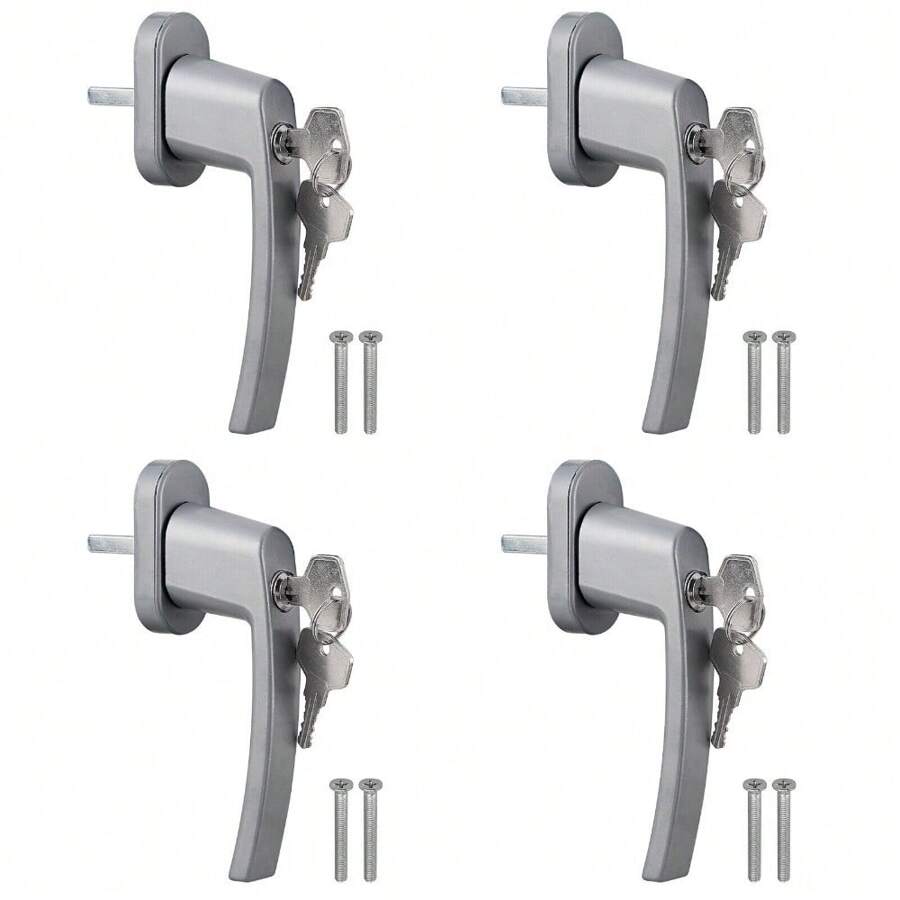 4Pcs Aluminum Window Handle Universal Espag Key Locking For Double Glazing  All Common Windows And Balcony Doors Gray Aluminum Alloy - 1 - View 1