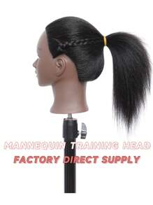 Tête de mannequin de 16 pouces avec modèle de tête d'entraînement capillaire - Tête de poupée de manikin de cosmétologie pour la pratique avec un support réglable, idéal pour les coiffeurs, les étudiants en cosmétologie et les passionnés de beauté - Noir - Voir 8