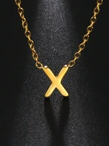 1 件女士不銹鋼首字母項鍊 A-z 大寫字母吊墜生日禮物 - 信件系列 - 查看 76