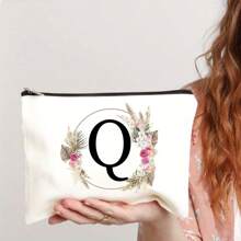 Bolsa de maquiagem com estampa floral e de letras chique de outono - Bolsa de cosméticos de lona reutilizável e moderna com grande capacidade Bolsa de armazenamento de viagem para mulheres Bolsas de grife, bolsa de cosméticos de viagem portátil personalizada com zíper, ideal para bolsa de festa de casamento e presente feminino, bolsa de papelaria escolar, presente de festa Bolsa de maquiagem para itens essenciais de viagem Bolsas de maquiagem Organizador de maquiagem Organizador de maquiagem Armazenamento de maquiagem Bolsa de maquiagem Bolsa de maquiagem - Branco - Ver 17