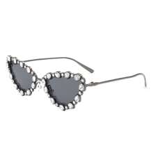 Cat Eye Sunglasses Rhinestone Embellished Luxury Frame With Polarized UV Mirrored Lenses, Glamorous Women's Designer Glasses For Women's Luxury Vibes, Evening Events, Celebrations, Weddings And Red Carpet Looks - 黑色 - 查看 2
