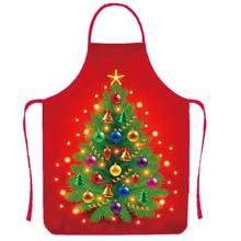 Christmas Apron With Cartoon Print, Adjustable Strap Home Kitchen Cooking Party Supplies - Multicolor - View 10