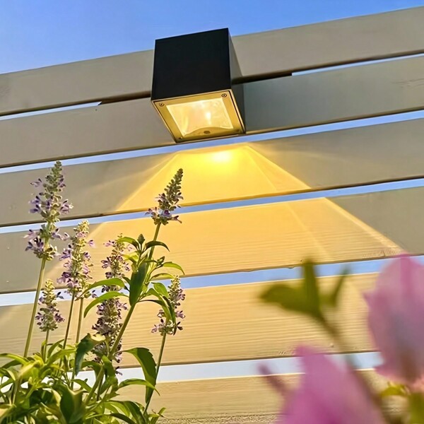Solar Waterproof Wall Light For Outdoor Decoration, 2 Modes Warm White/RGB, Led Fence Light, Wall Light For Courtyard, Street, Landscape, Garden