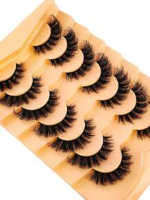 7 Pairs/Pack Natural Fluffy Faux Eyelashes, Charming Messy Mink Fur False Eyelashes, 8D Lengthening & Volumizing Long-Lasting False Eyelash Strips, Fox Eye Lifting Makeup Effect, Full Strip Eyelashes, Elongate & Thicken Lash Tips, False Eyelash Strips, Eyelashes, False Eyelashes - Black - View 4