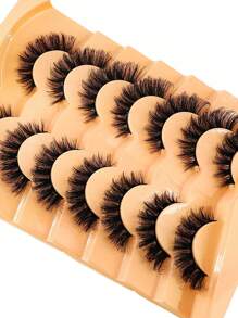 7 Pairs/Pack Natural Fluffy Faux Eyelashes, Charming Messy Mink Fur False Eyelashes, 8D Lengthening & Volumizing Long-Lasting False Eyelash Strips, Fox Eye Lifting Makeup Effect, Full Strip Eyelashes, Elongate & Thicken Lash Tips, False Eyelash Strips, Eyelashes, False Eyelashes - Black - View 6