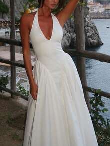 女士露背休闲性感长裙春夏街头装派对时尚度假日常装