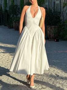 女士露背休闲性感长裙春夏街头装派对时尚度假日常装