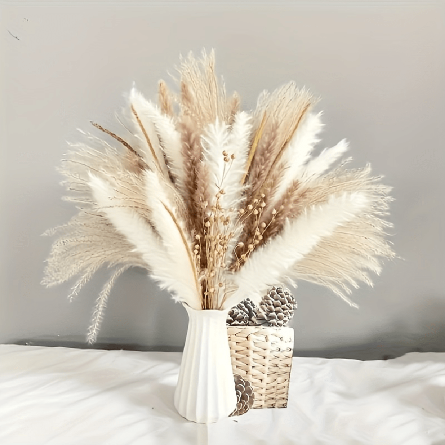 Stück Boho-Chic getrockneter Pampasgras-Strauß - perfekt für Hochzeiten, Heim- und Bürodekoration | Keine Stromversorgung nötig, federlos, Valentinstag, Geschenke Geburtstag Abschluss, Herbstdekoration, Herbst