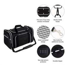 IISVGE 航空认证宠物航空箱，适用于体重低于 22 磅的猫狗。可折叠宠物航空箱，带口袋和可拆卸羊毛垫，便携式猫包，柔软宠物航空箱。小型猫狗专用柔软宠物旅行包，采用耐用牛津布和透气网布制成。宠物就医和户外探险背包，可水洗柔软床垫（宠物主人礼物/情人节礼物/万圣节礼物） - 彩色 - 查看 10