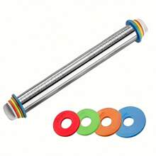 1 件，可调节擀面杖，17 英寸，大型不锈钢面团擀面杖，适用于披萨、馅饼、饼干、饺子、面条等，厨房用具、厨房小工具、厨房配件