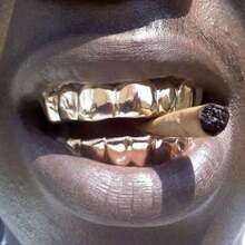 THATBOY HIP HOP Punk Cyberpunk Tiệc độc thân Halloween Răng mạ vàng 18K Răng sứ sáng bóng - Nhiều màu - Xem 5