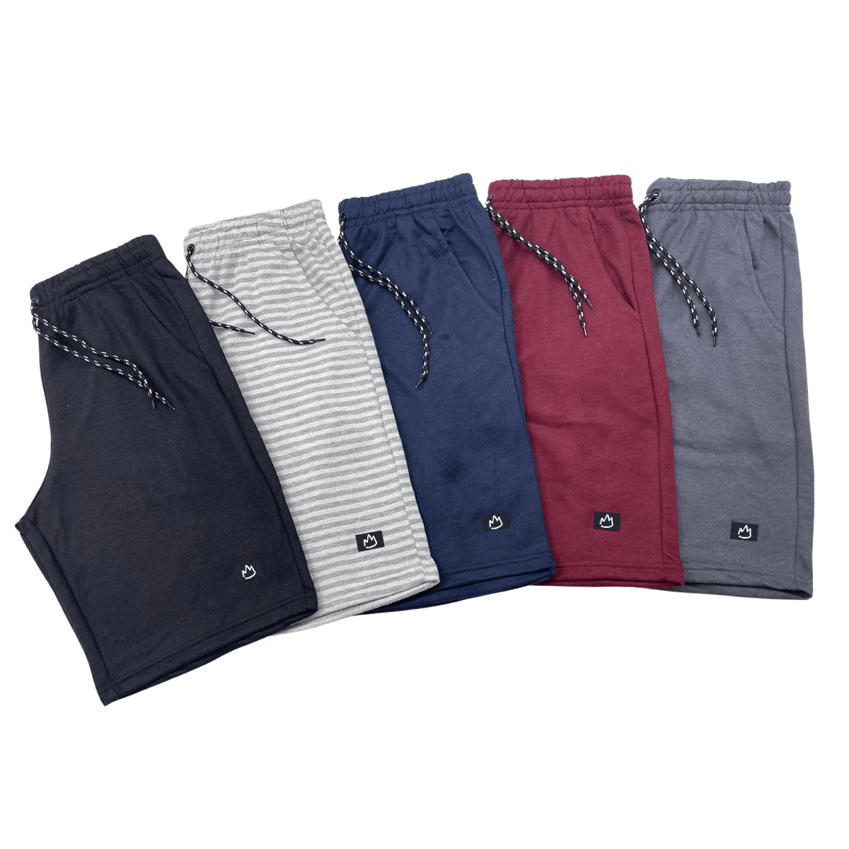 Kit 5 Bermuda Sweatpants Men's Gym Training Striped Cotton - 彩色 - 查看 1
