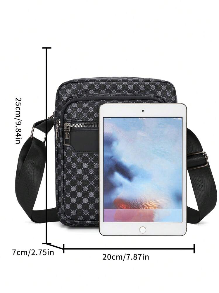Borsa a tracolla in pelle PU stampata da uomo, piccola borsa da lavoro con cerniera antifurto per regali di Natale, borsa a tracolla, borsa con zip invernale, borsa a tracolla per il