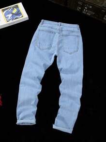 Men's Stylish Casual Distressed American Style Denim Jeans - Light Wash - View 2