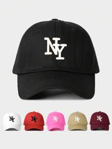 1 件刺绣 NY 棒球帽，户外可调节防晒休闲帽，适合男女春秋季节、旅行、海滩、Y2K 风格万圣节 - 棒球帽 - 查看 1